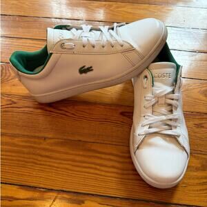 Lacoste Hydez 119 White Leather Sneakers Green Lining Tennis Shoes Sz 8.5W